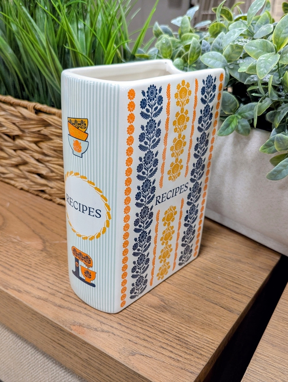 RECIPES Quote Ceramic Book Vase for Kitchen